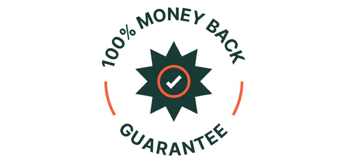 100% money-back guarantee badge (medium)
