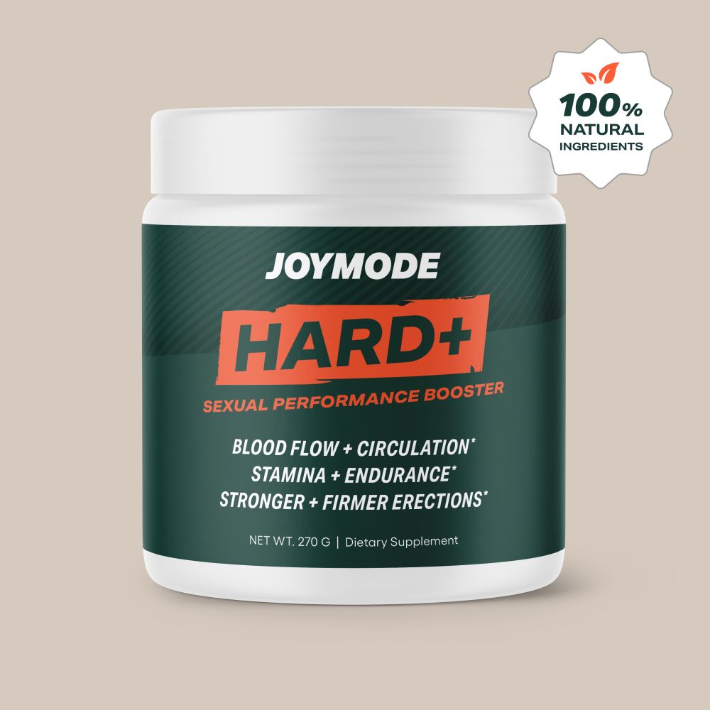 Two green packets labeled 'Joymode Sexual Performance Booster' with a natural ingredients icon.