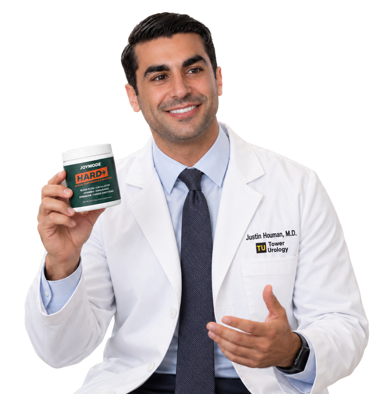 Dr. Justin Houman holding Hard+ (card v2)